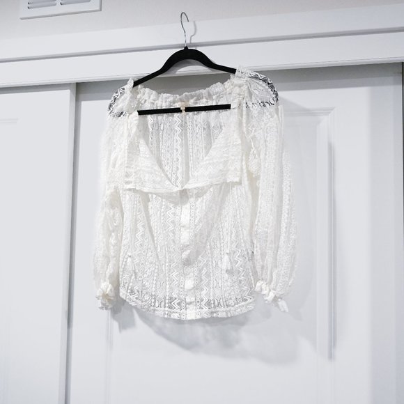 Maje Small Lace Peasant Style Blouse | Size 1 / Small - Picture 3 of 8